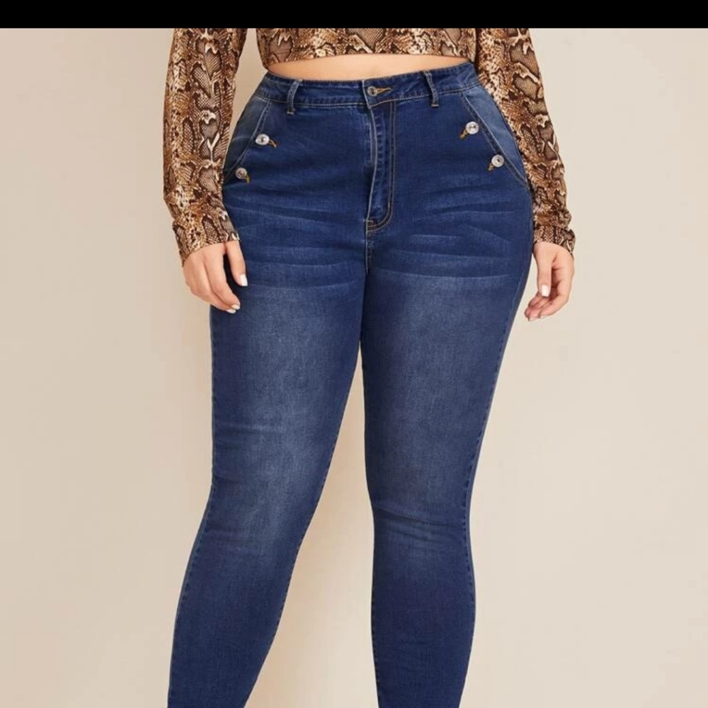 High Waist Blue Jeans